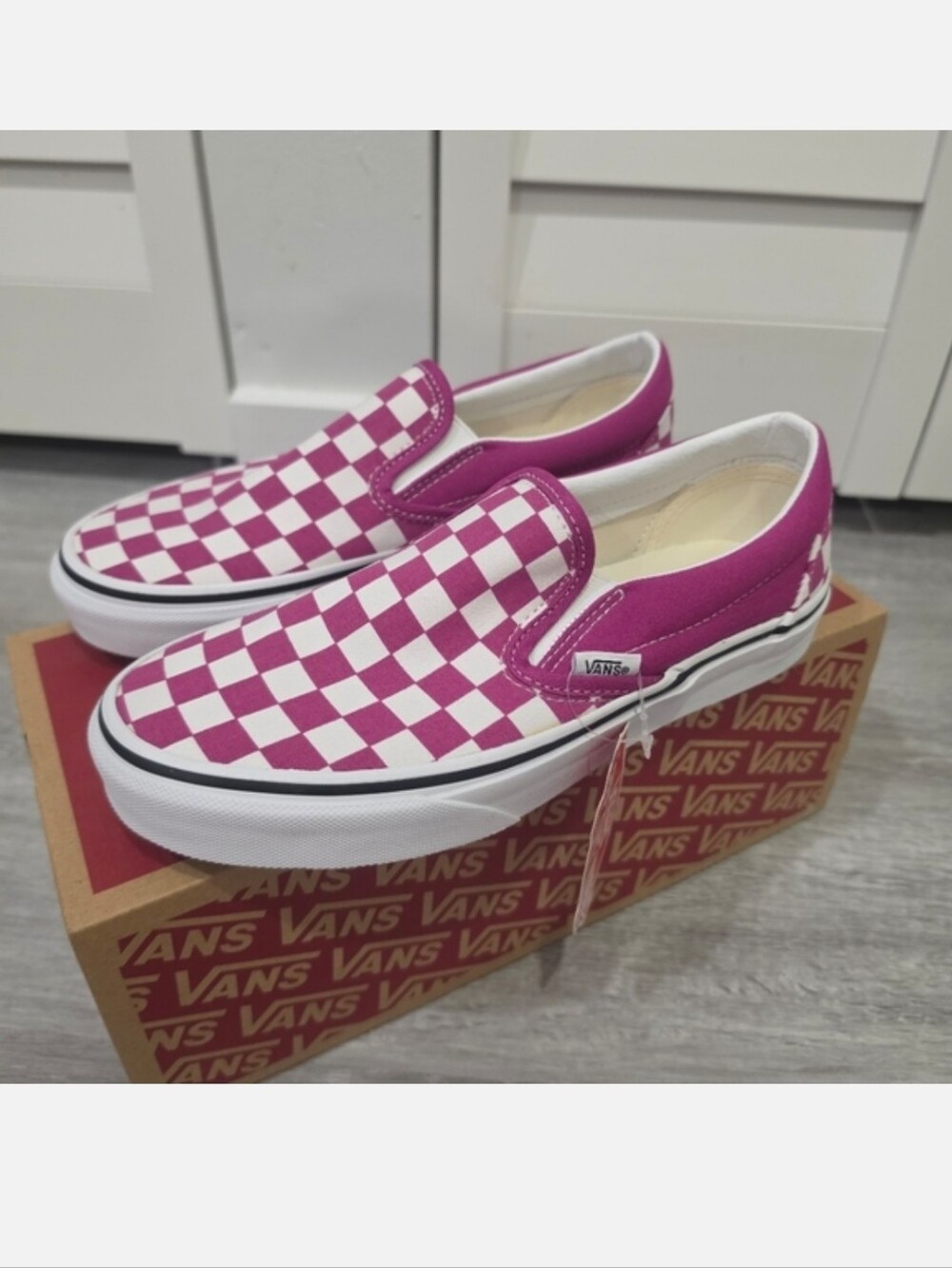 BNIB Vans Classic Slip-On Fuchsia Checkerboard Rare Pink Sz 7.5W / 6M Deadstock!